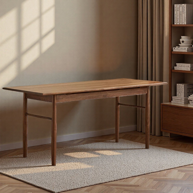 High-quality Walnut Solid Wood Writing Desk, 29.52" H x 78.74" W x 27.55" D