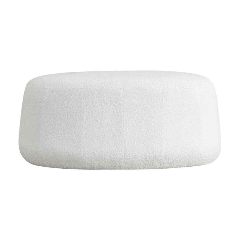 Burdett 40" Wide Oval Boucle Upholstered Ottoman, White