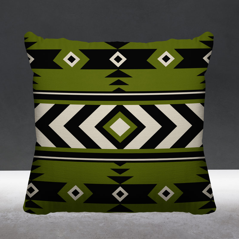 Coussin intérieur / extérieur Fika Southwestern, L 17 po x H 17 po, Chartreuse
