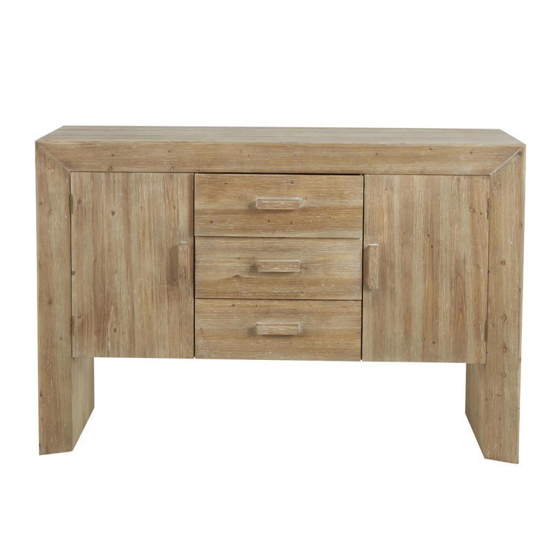 Aubina Cole And Grey Wood Storage Cabinet 2 Door And 3 Drawer Buffet With Natural Wood Grains