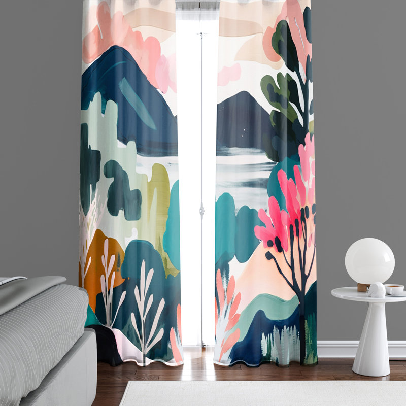 Paire de rideaux semi-transparents en polyester Bharath, L 40 po x L 82 po