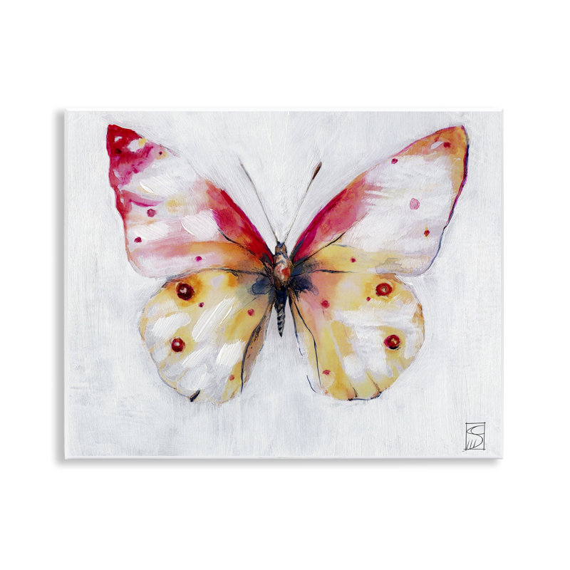 Plaque murale rose et jaune papillon, design par Sara Culpepper