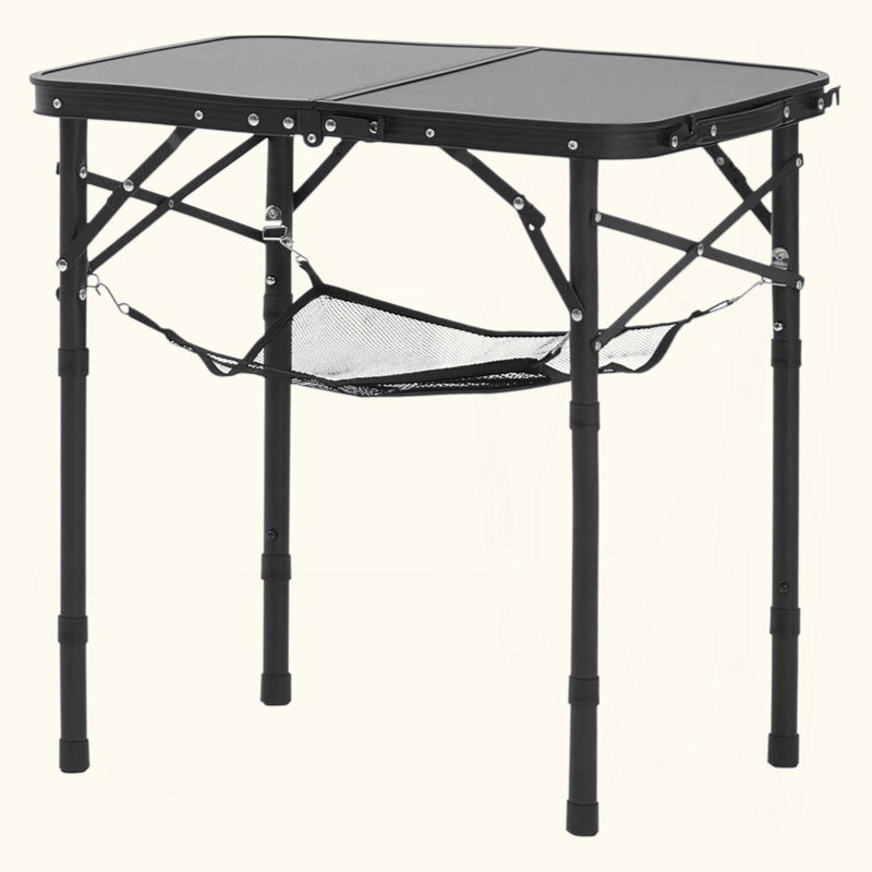 Table de camping pliante portative en aluminium 2 pi, Noir