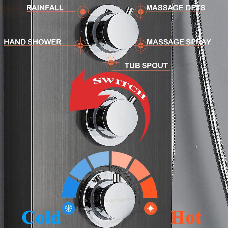 50.39'' Shower Panel with Fixed Shower Head