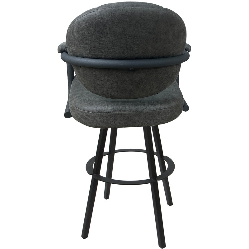 Tabouret de bar pivotant en métal Leandra, Mélange de polyester Elk / cadre gris