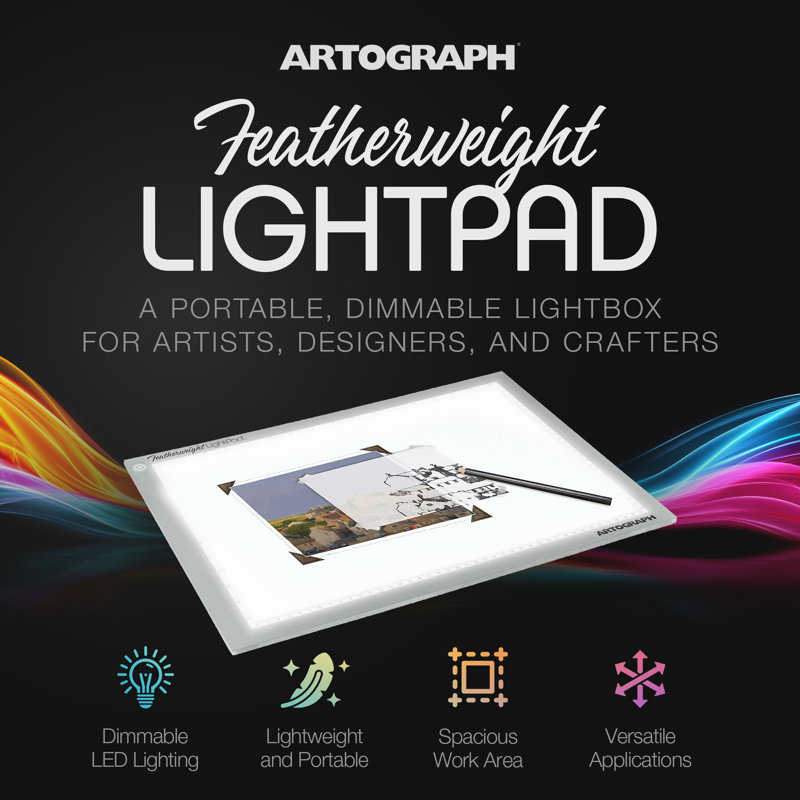 Tablette lumineuse Artograph Featherweight 12x17" à intensité variable et support empilable PadPucks