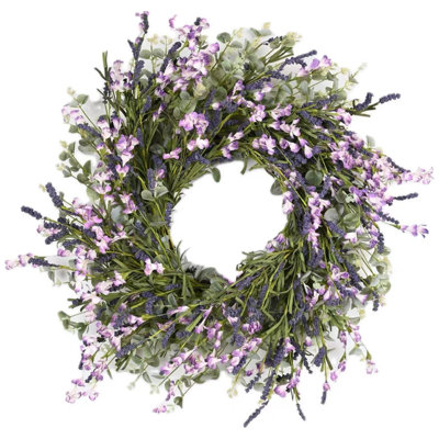 Couronne de porte 26 po avec fleurs sauvages artificielles printemps et été pour mariage
