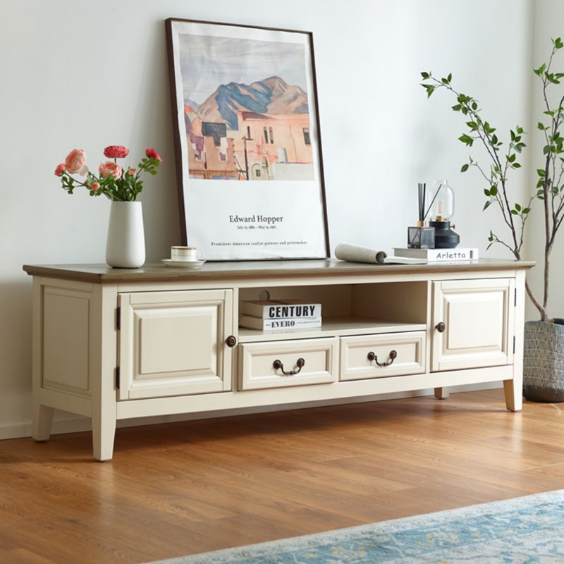 Meuble télé en bois massif moderne et minimaliste