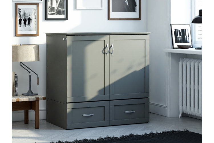 Audet Solid Wood Storage Murphy Bed with Mattress