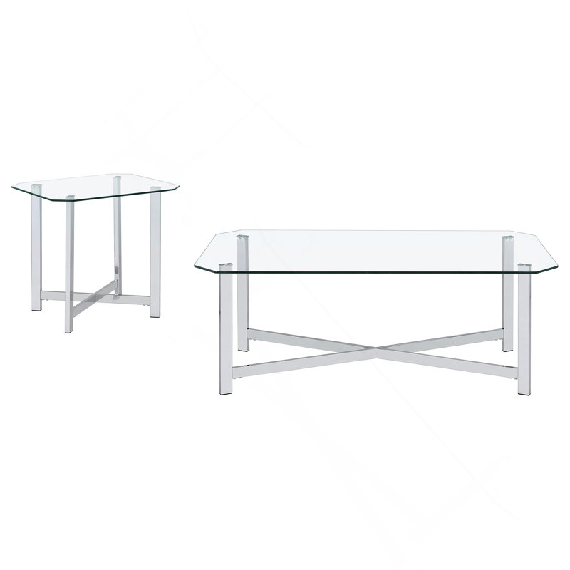 Chrome 2-piece Coffee Table Set