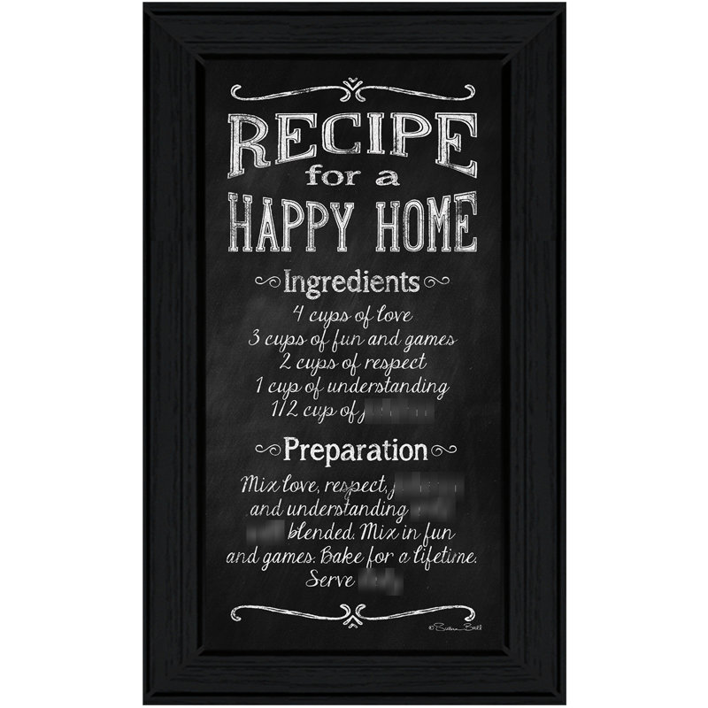 «Ready to Infuse Your Home With Joy» «Recipe For A Happy Home», reproduction d'art encadrée, papier multicolore, 21 po x 12 po x 1 po, cadre noir