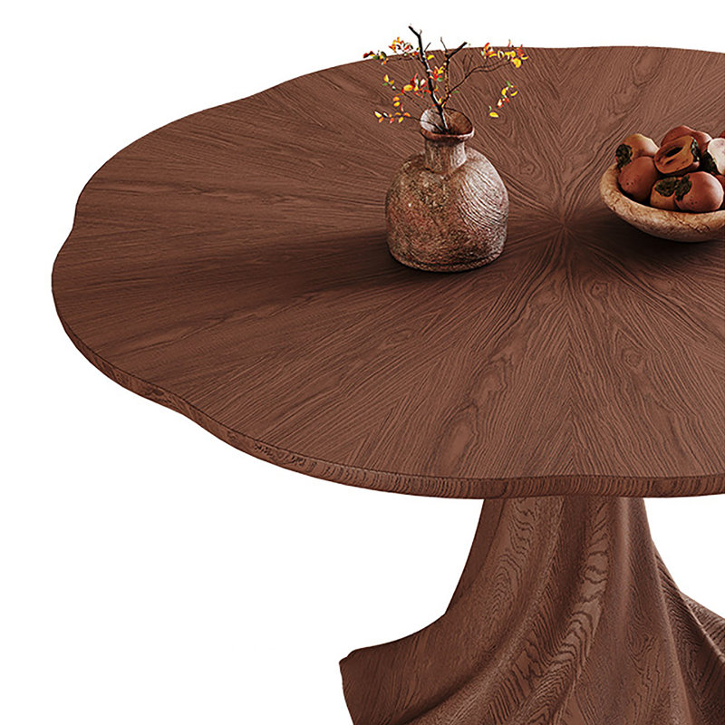 Table ronde Mid-Century en noyer, H 29,5 po x l 47,2 po x P 47,2 po