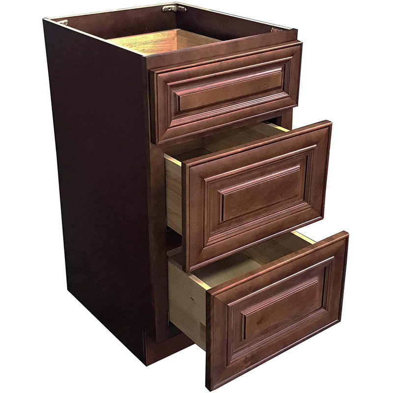 Armoire 12 po 3 tiroirs avec base de meuble-lavabo prête à assembler, Noyer érable