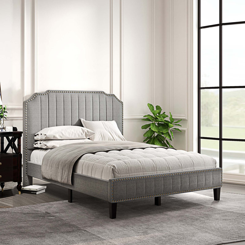 Upholstered Storage Bed, Full / Double, Gray