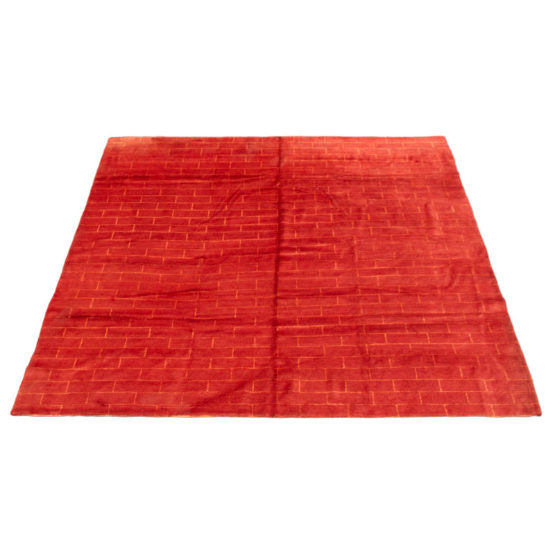 Tapis rouge en laine noué à la main 8 pi 0 po x 8 pi 0 po Opulence