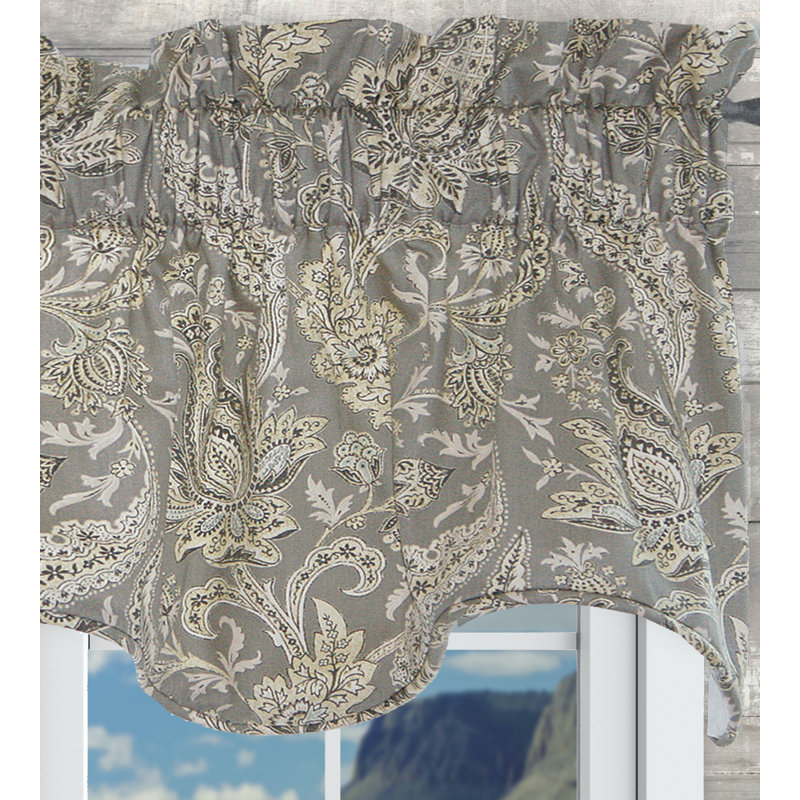 Nithin Cotton Scalloped Window Valance, Pewter