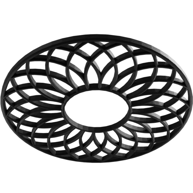 Médaillon de plafond perforé en PVC de qualité architecturale de 18 po x P 6 1/8 po x P 1/2 po, noir, Noir