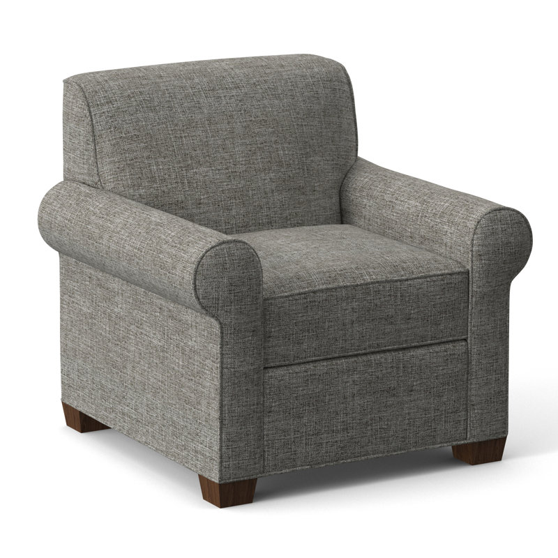 Finn Upholstered Armchair, Montana Walnut, Archetype Quartz