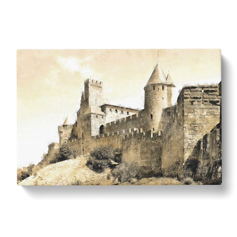 La Cite Citadel In Carcassonne France - Wrapped Canvas Print, 50cm H x 76cm W x 3cm D