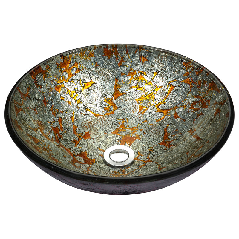 ANZZI Stellar Series 16.5'' Tempered Glass Circular Bathroom Sink, Arctic Blaze