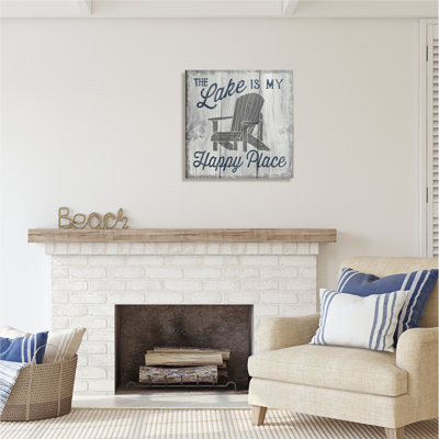 «Stupell Industries Happy Place Lake», art mural sur toile par Laura Marshall