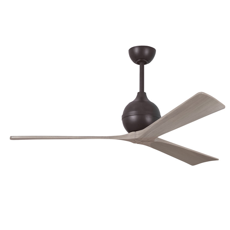 Ventilateur de plafond à 3 pales Irene, Bronze texturé, L 60 po, Ton bois de frêne gris