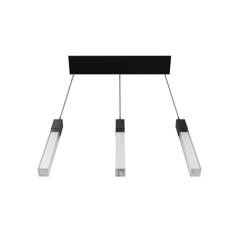 Luminaire suspendu pour îlot de cuisine 3 lumières Original Glacier, Noir mat, Acrylique neige