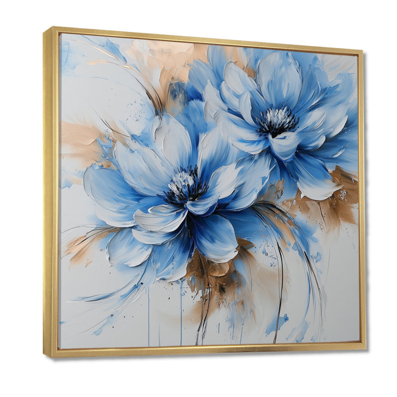 «White Velvet Blue», art mural «Ink River III» par Chrysanthemums, H 30 po x l 30 po, Impression encadrée flottante, Doré