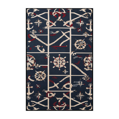 Washable Modern Maritime Plus Coastal Area Rug