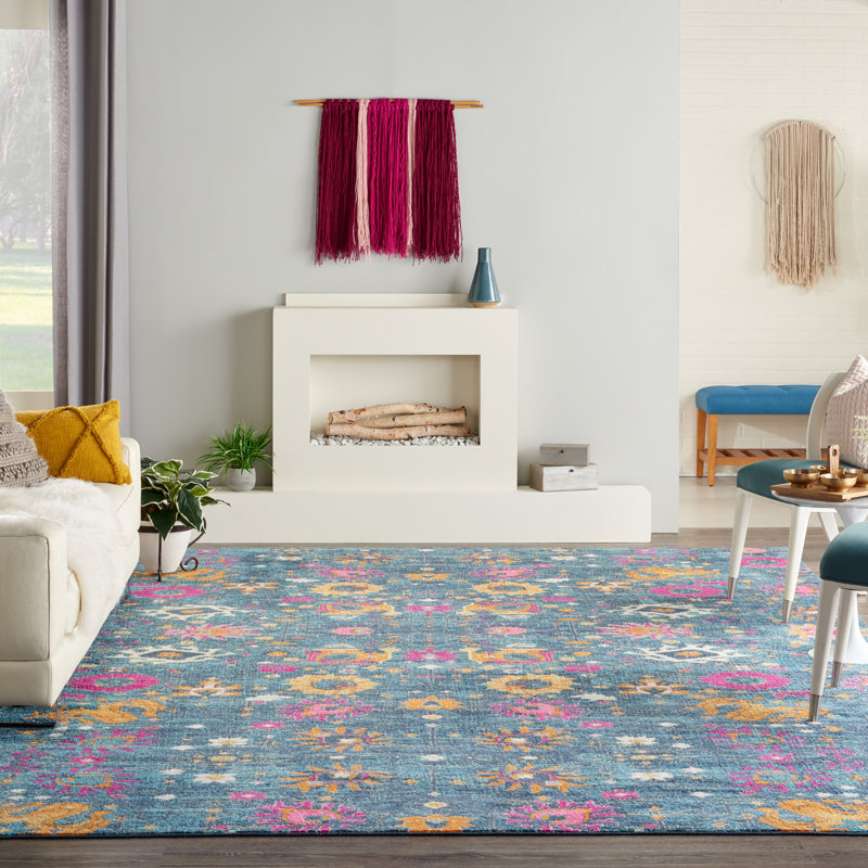 Tapis bleu denim Justien, Rectangle 9 pi x 12 pi