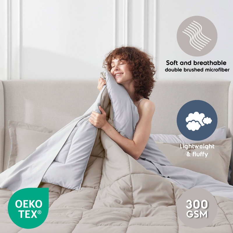 Queen Linen Reversible Microfiber Bed in a Bag Set