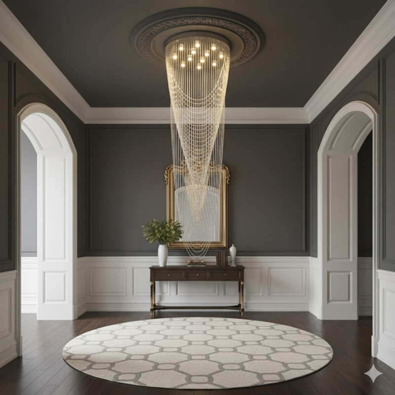 12-Light Chrome Chandelier With Clear Crystal Accents