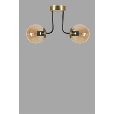 Elegant Amber & Gold Chandelier, Metal Body, 15.7 in Diameter x 11.8 in Total Height | E27 Socket, Max 40W, 220-240V, IP20 | Perfect for Dining Room & Living Spaces, Stylish Lighting Fixture