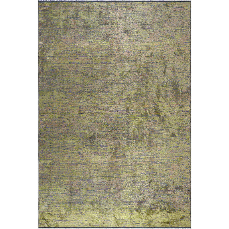 Rapture Abstract Cotton Green/Beige Area Rug, Rectangle 7'10" x 11'2"
