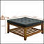 Table basse capitonnée en lin, grand pouf carré avec étagère et cadre en bois de hêtre, repose-pieds surdimensionné pour salon