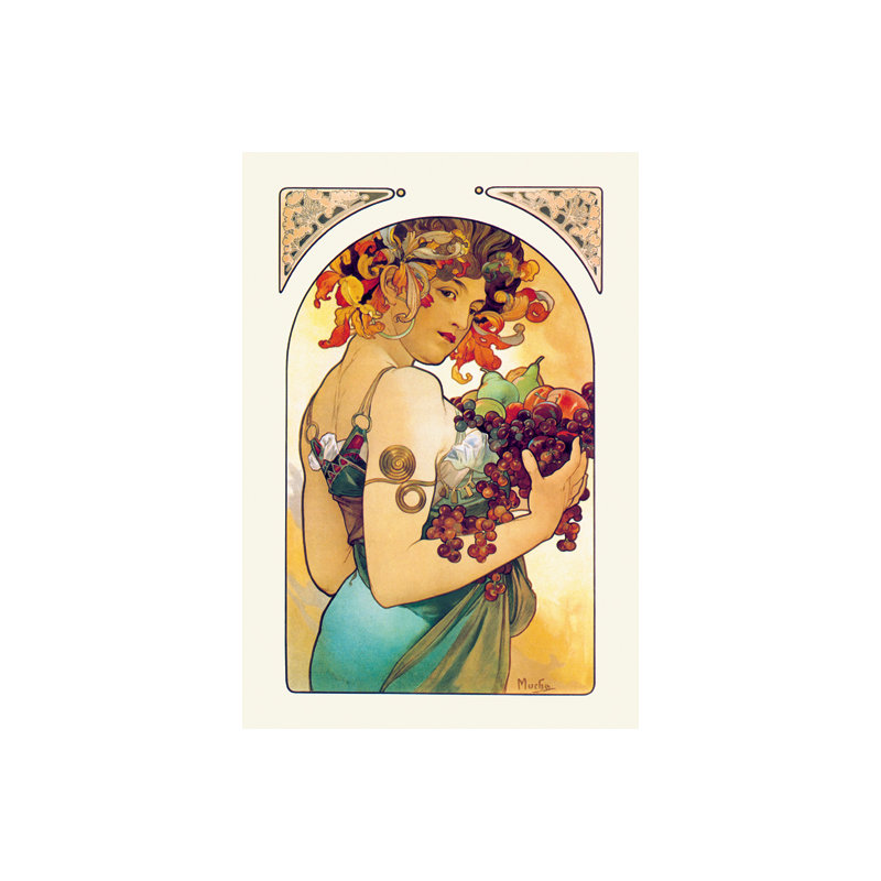 Fruit par alphonse mucha-impression, H 36 po x l 24 po x P 1,5 po