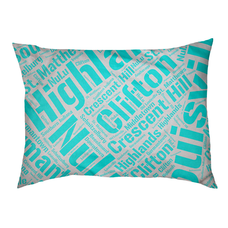 Coussin de chien « districts », Grand (l 40 po x P 30 po x H 14 po), Cyan, Louisville
