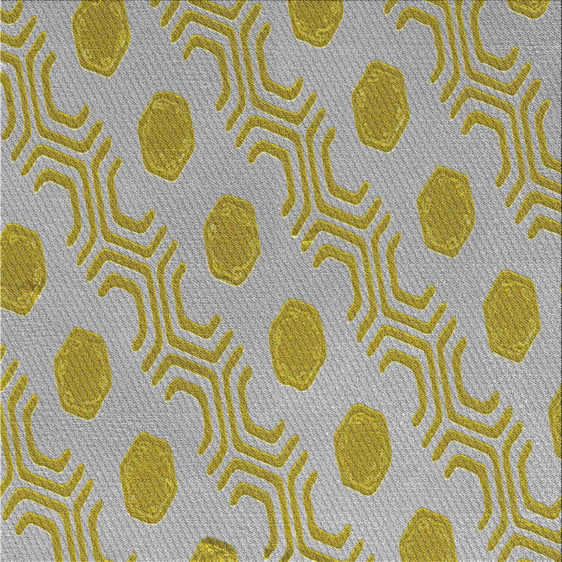 Tapis de zone jaune à motif, Carré 6 pi