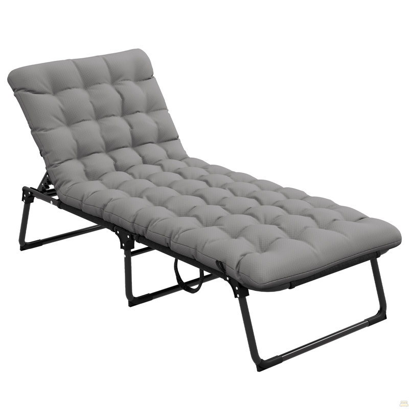 Chaise longue d'extérieur, chaise longue pliante réglable avec dossier à 4 positions