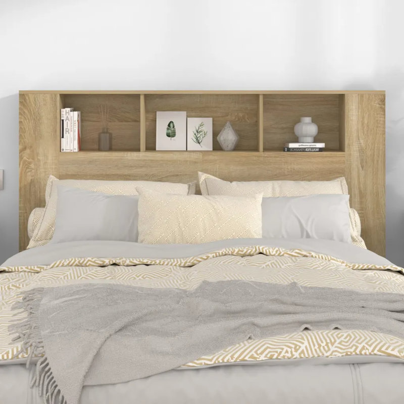 17 Stories Headboard Cabinet Engineered Wood, Sonoma Oak, Kingsize (5')