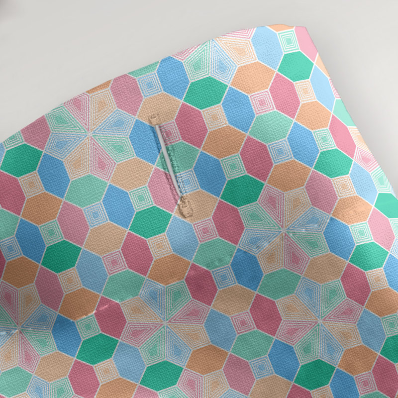 Rideau de douche simple en vitrail, Bleu/Rose/Orange