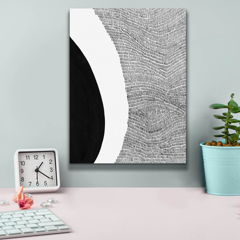 «Black & White Abstract II» par Regina Moore, H 16 po x l 12 po x P 0,75 po