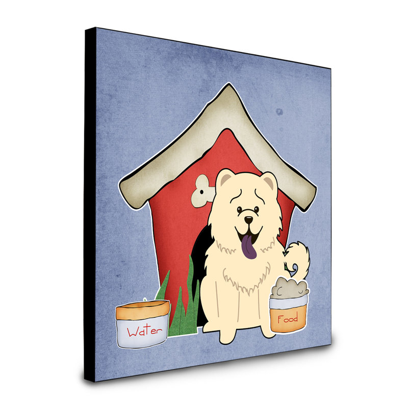 Panneau mural d’art collection dog house Scarvinia, Chow Chow blanc