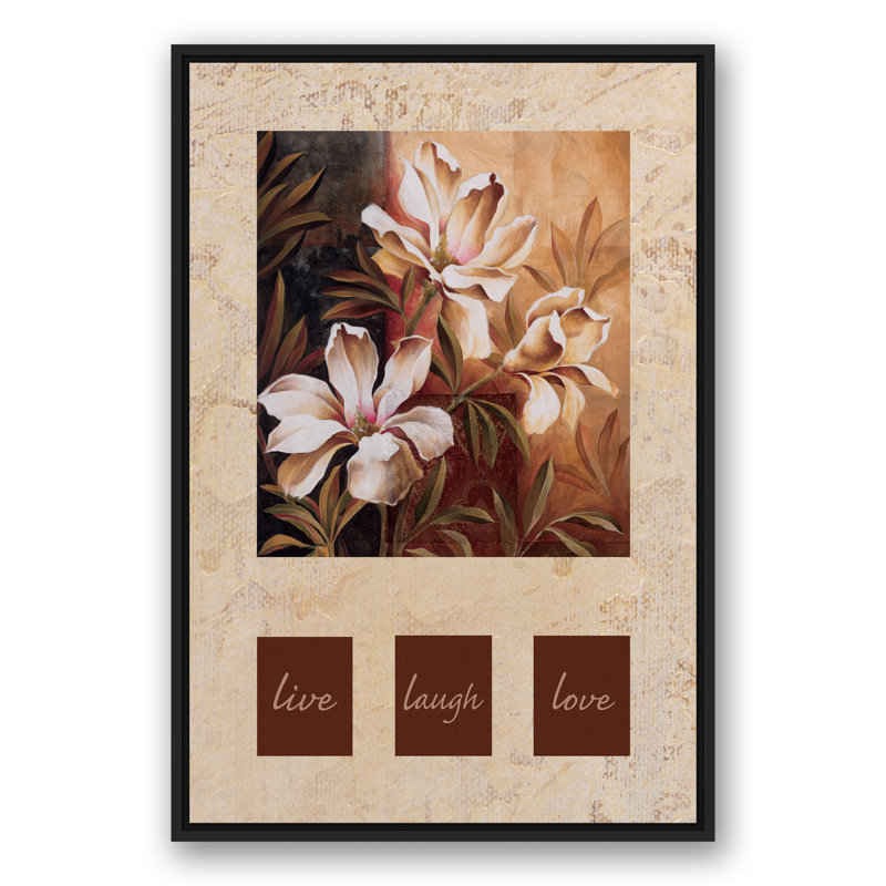 «Magnolia Live Laugh Love» sur toile, H 37,75 po x l 25,75 po x P 1,75 po, Cadre flottant noir