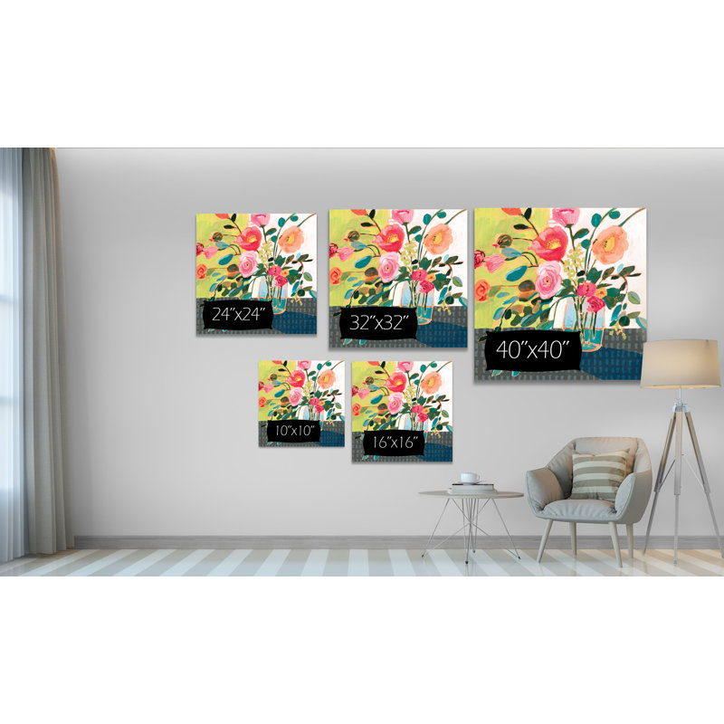 « excentrique bouquet ii », peinture, H 16 po x l 16 po x P 1,5 po, Toile tendue