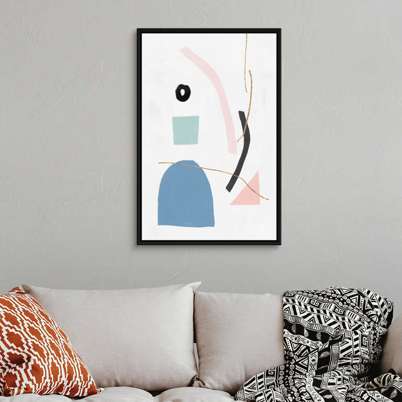 Reproduction d’art sur toile « Precision II blush version » par PI studio, Toile avec cadre noir