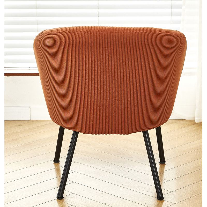 Chaise d'appoint en velours côtelé avec pieds en métal noir, Velours côtelé brun