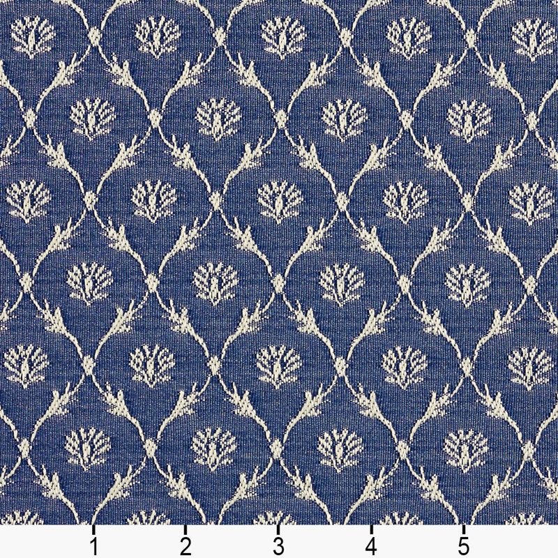 Tissu floral lustré, Bleu 3