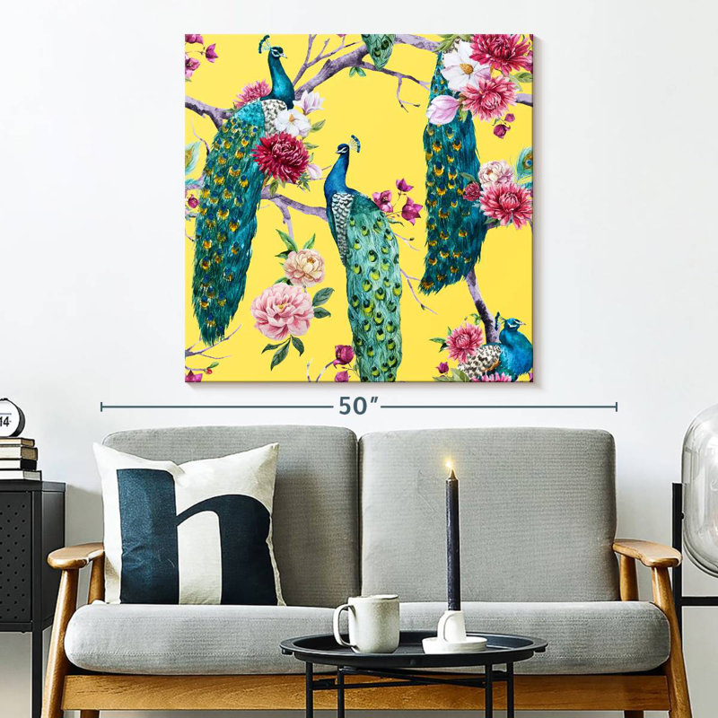 Crowle Elegant Peacocks, 33" H x 33" W