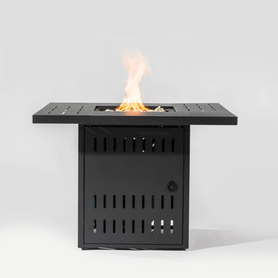 34" Propane Gas Fire Pit Table, 50000 BTU Rectangular Steel Fire Pit for Outside Patio Deck Garden Courtyard- Black